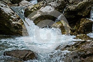 A beautiful landscape of waterfall in Tatra mountains.