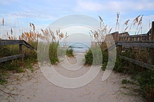 Beautiful landscape with way to the Atlantic beach