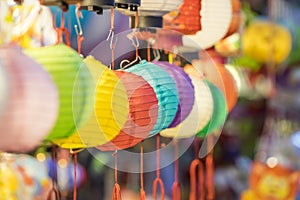 Beautiful Lantern with selective focus in Chinese town