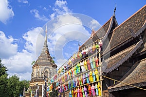 The Beautiful lantern Yeepeng Festival in Chaing Mai at Wat Lok Mo Lee Temple, Thailand