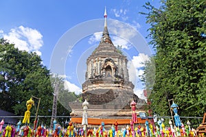 The Beautiful lantern Yeepeng Festival in Chaing Mai at Wat Lok Mo Lee Temple, Thailand