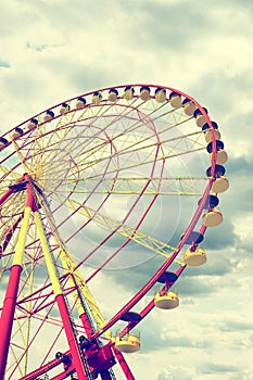 Beautiful large Ferris wheel outdoors, low angle view