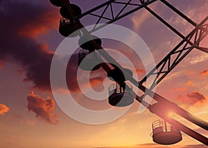 Beautiful large Ferris wheel at sunset