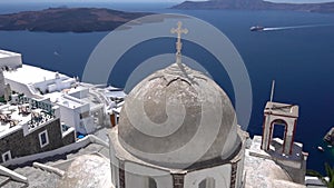 Beautiful large orthodox church in Oia In Santorini In Greek Islands