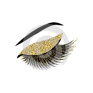 Lashes with glitter vector illustration photo