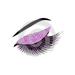 Lashes with glitter vector illustration