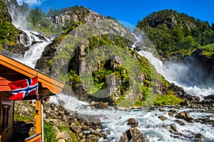 Beautiful Latefossen Latefoss - one of the biggest waterfalls