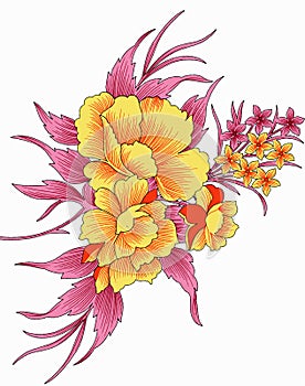Beautiful latest digital textile design flowers leaves printing