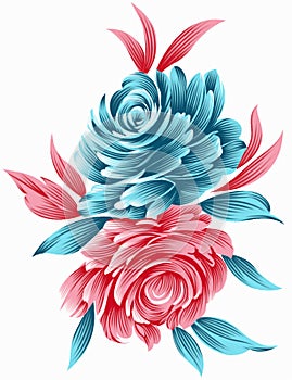 Beautiful latest digital textile design flowers leaves printing