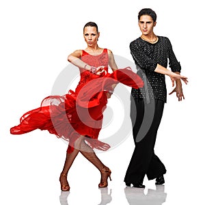 Beautiful Latino dancers in action photo