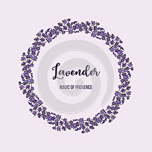 Beautiful lavender flowers wreath.