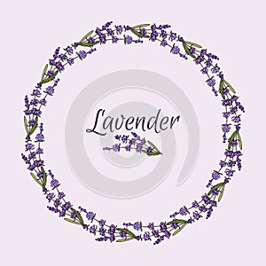 Beautiful lavender flowers wreath.