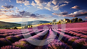 Beautiful lavender landscape in the French countryside.