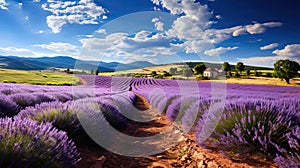 Beautiful lavender landscape in the French countryside.