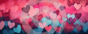 Beautiful layered hearts background. Generative AI