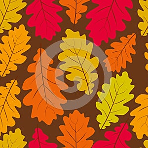 Beautiful leaves seamless pattern, vector natural endless background, autumn background.