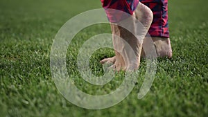 Beautiful legs doing tiptoes feet warm-up exercise