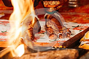 Beautiful Legs Of Indian Bride and Fire