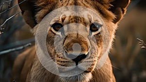 beautiful leona in its natural habitat. Close up of leona in African plain
