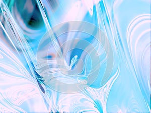 Beautiful light blue liquid abstract background with many reflections and refractions of light.