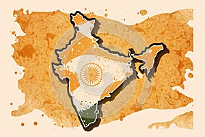 beautiful light orange indian akhand bharat Map