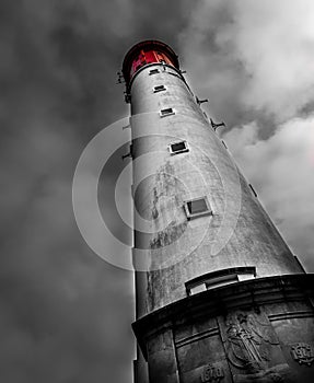 Beautiful lighthouse in Cap Ferret; France, selective colors