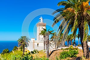 Beautiful Lighthouse of Cap Spartel close to Tanger city and Gibraltar, Morocco