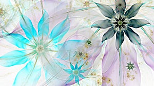 Beautiful lightly colored modern flower background in cyan,blue,pink,yellow colors photo