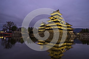 Beautiful lightup scenic of Matsumoto castle in sunset time