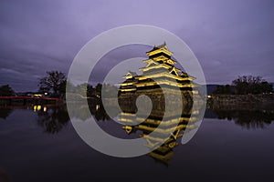 Beautiful lightup scenic of Matsumoto castle in sunset time