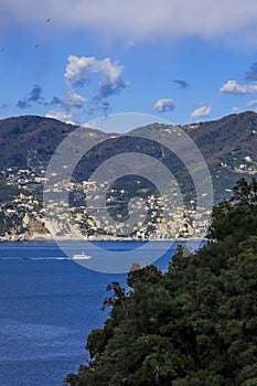 Beautiful Ligurian Sea and seacoast seen from Portofino,northern Italy