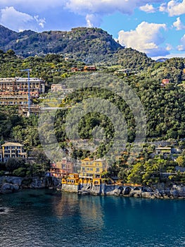 Beautiful Ligurian Sea and seacoast seen from Portofino,northern Italy