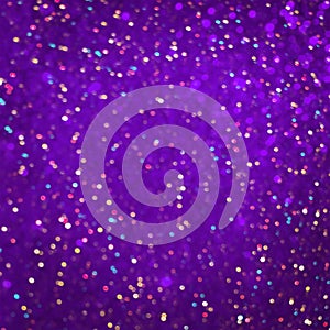 Beautiful Lilac Festive Background with small bokeh lights. Holiday Background with lots of multicolored confetti. Abstract