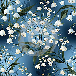 Beautiful lily of the valley pattern with dynamic brushwork (tiled