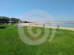 The beautiful Limassol Marina Beach or Golden Beach Limassol in Cyprus