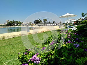 The beautiful Limassol Marina Beach or Golden Beach Limassol in Cyprus