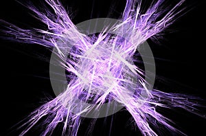 Beautiful line art illustration with fractal white purple on black background.Beautiful abstract background