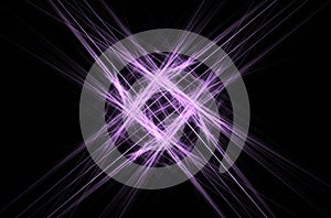 Beautiful line art illustration with fractal white purple on black background.Beautiful abstract background