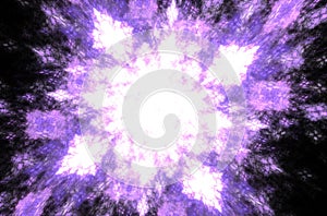 Beautiful line art illustration with fractal white purple on black background.Beautiful abstract background