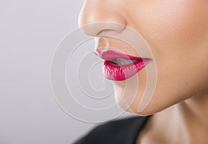 Beautiful lips of a caucasian woman