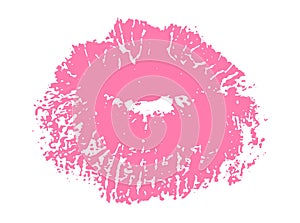 Beautiful lips, pink lipstick kiss. Vector illustration