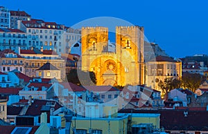 Lisbon Cathedral twilight church Portugal photo