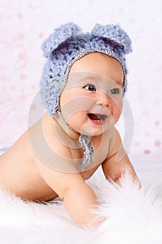 Beautiful little baby laughing