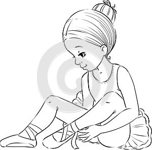 Beautiful little ballerina girl outline coloring page