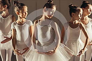 Beautiful little ballet dancers in a row