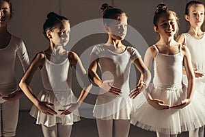 Beautiful little ballet dancers in a row