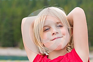 Beautiful Little Blond Girl Relaxing