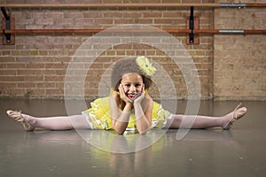 Beautiful little dancer portrait at a dance studio