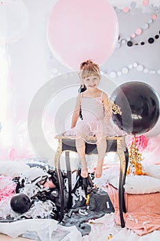 Beautiful little girl celebrating birthday party