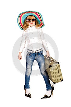 Beautiful little girl going on vacation